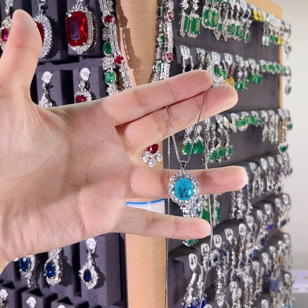 颈饰银S925镶嵌碧玺