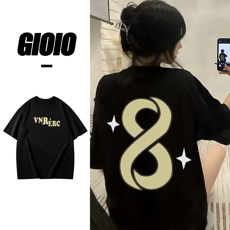 GIOIO小众夏季重磅纯棉短袖t恤简约印花设计感休闲百搭上衣潮流