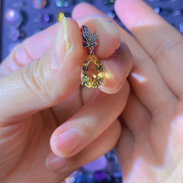 黄晶吊坠(不含链)银S925镶嵌