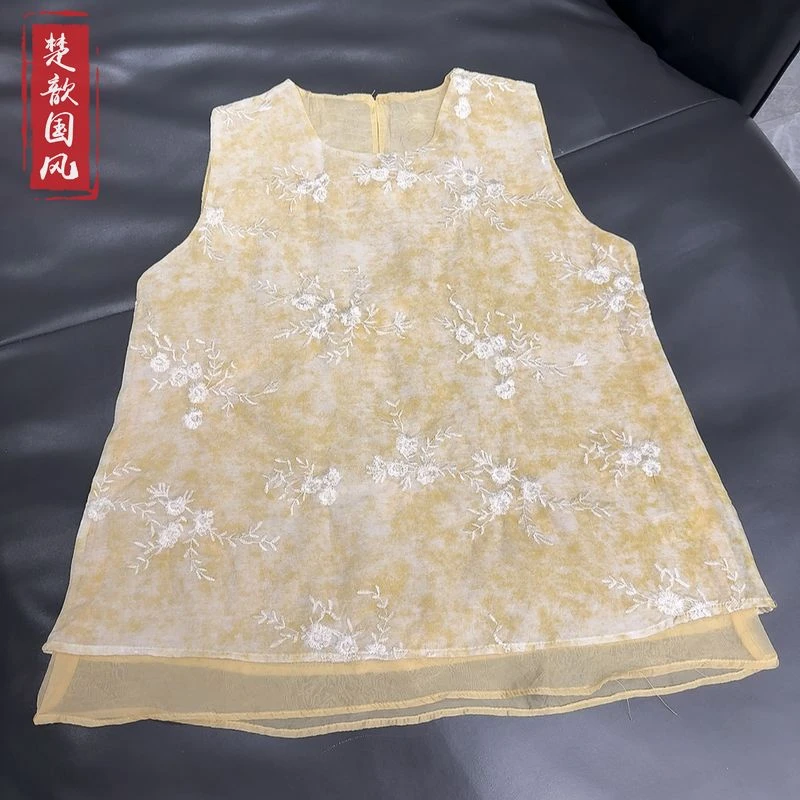 【茉辰】2025新款夏季马甲新中式宽松立领绣花上衣马夹女款