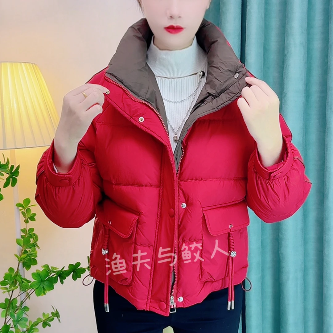 撞色小个子加厚棉衣短外套女士新款气质保暖棉袄时尚百搭洋气棉袄