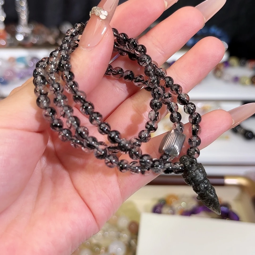 水晶未镶嵌手链黑发晶三圈