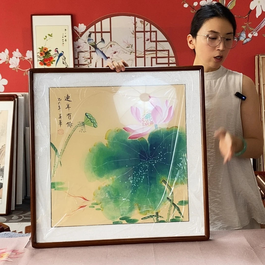 国画手写手绘国画作品62✖️62带框包邮