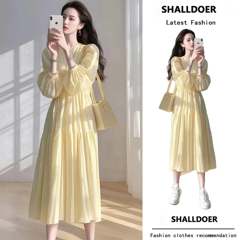法式连衣裙女装春秋季2025年度假风温柔长裙气质新款时尚显瘦百搭