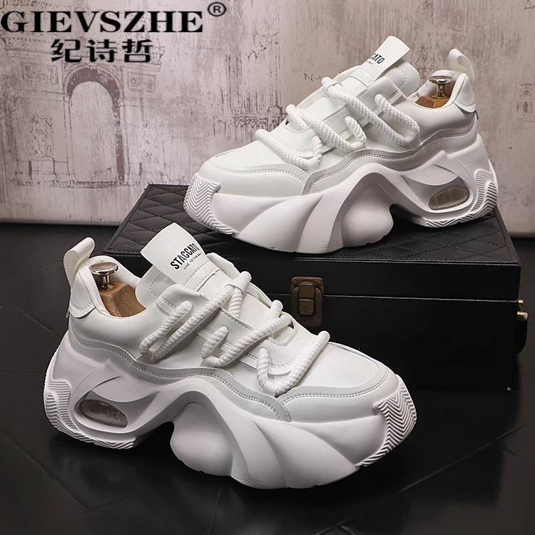 纪诗哲老爹鞋男厚底增高鞋子秋季新款运动休闲拼接网面增高休闲鞋