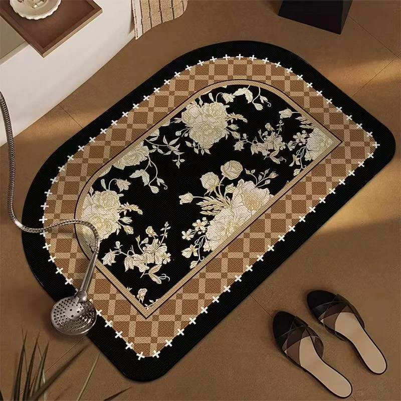 浴室地垫吸水速干复古中古风耐脏脚垫家用卫生间门口可剪裁垫子