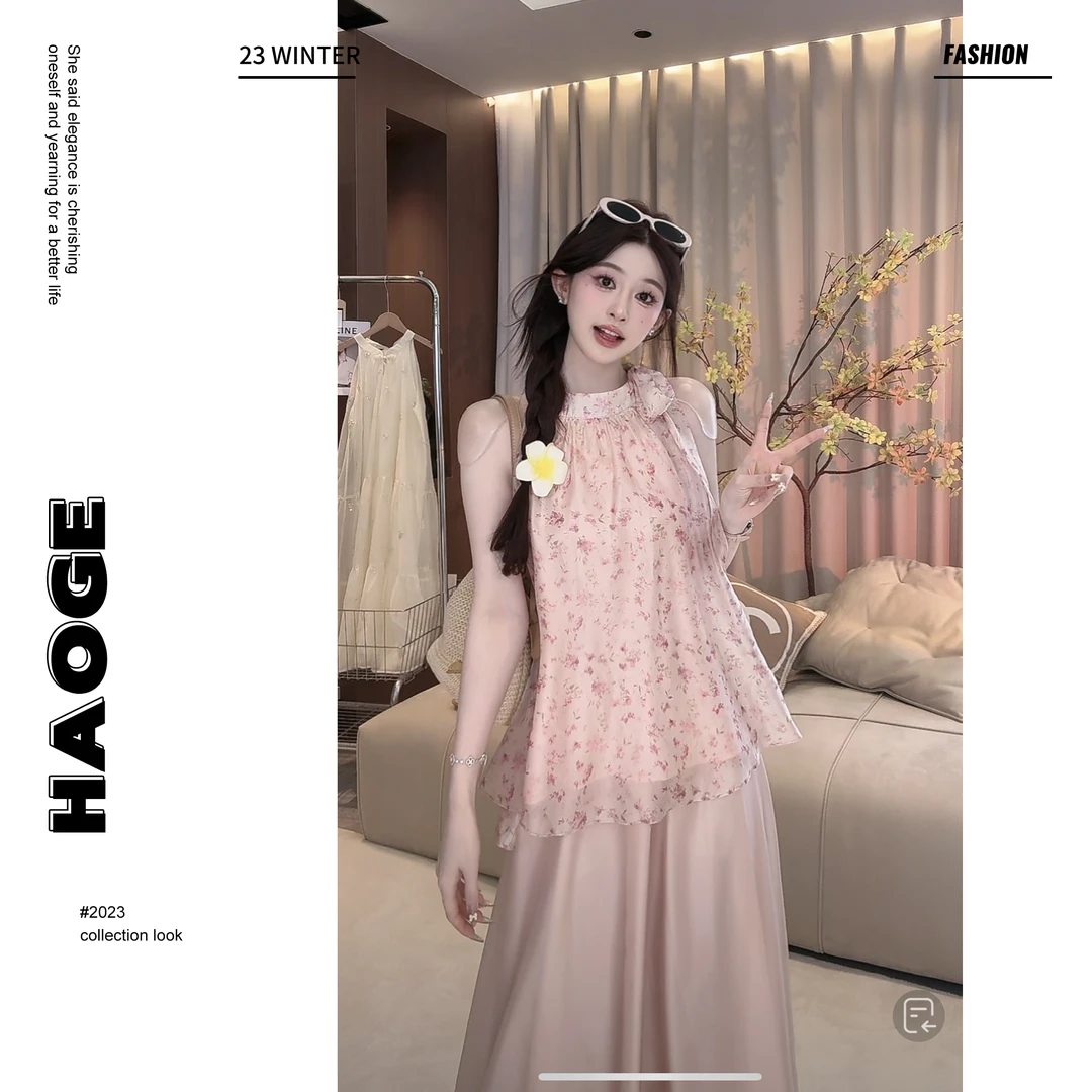 萱Xuan●X4TZ0087A-SY夏季时尚碎花气质上衣女莫奈花园风