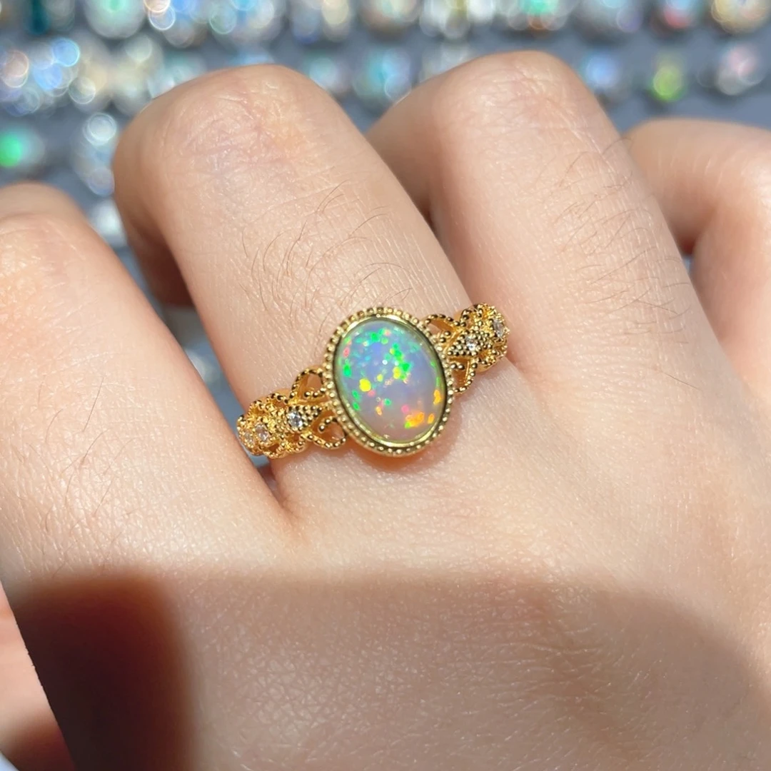 欧泊银S925镶嵌欧泊戒指