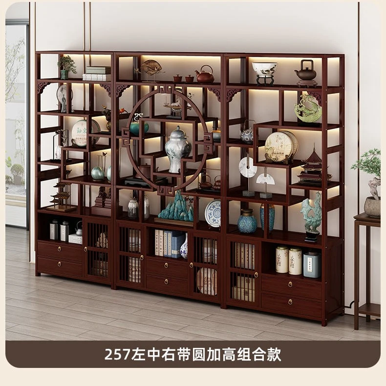 新中式博古架茶柜置物架茶叶收纳柜紫砂壶陈列架家用茶壶架展示柜
