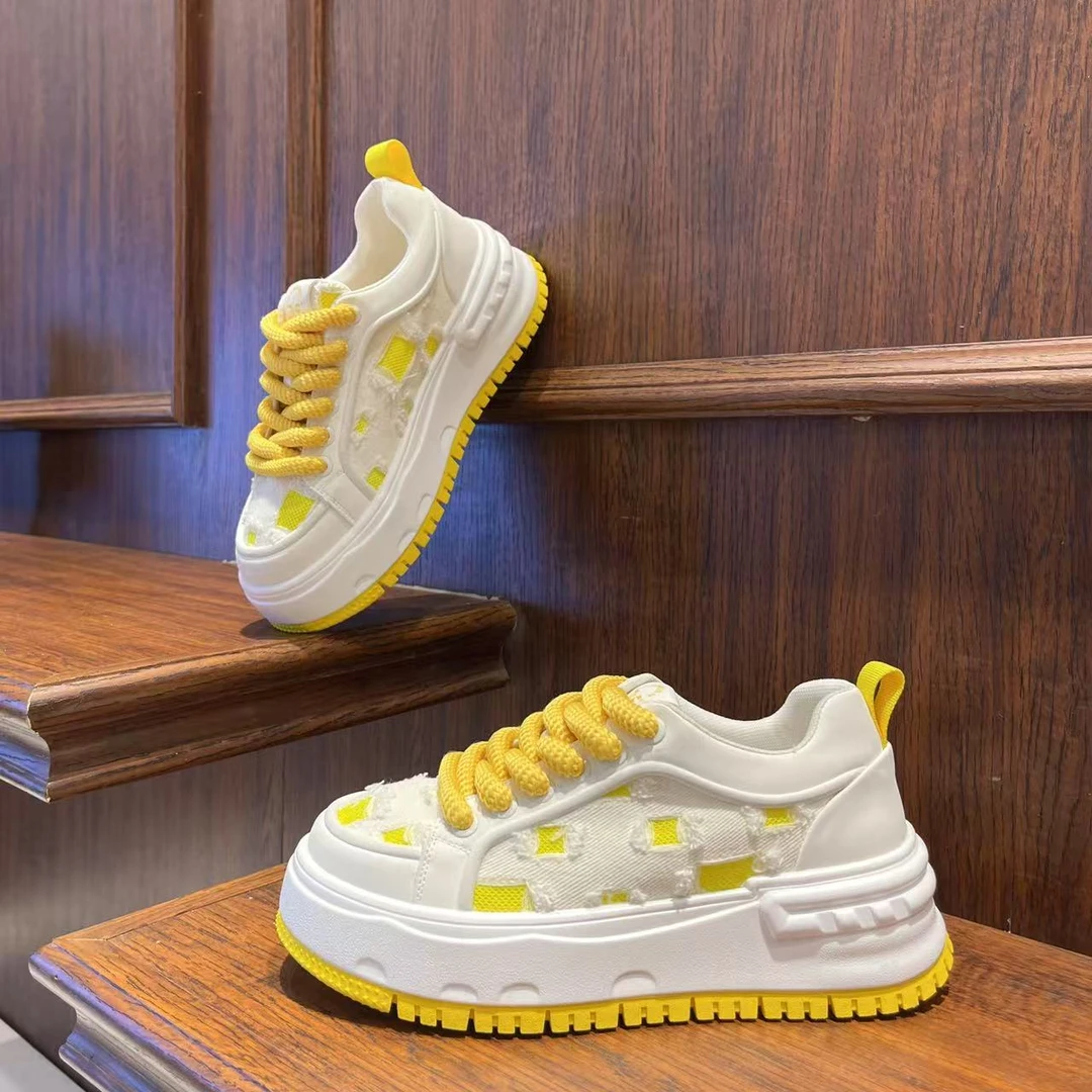 男鞋2025春夏季破洞镂空厚底休闲板鞋小白鞋增高潮流低帮潮男鞋