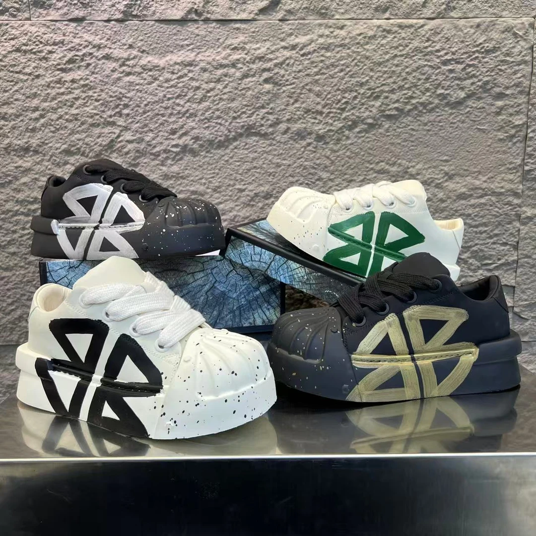 2025年秋季新款贝壳头涂鸦时尚潮鞋运动鞋厚底增高轻便低帮男鞋