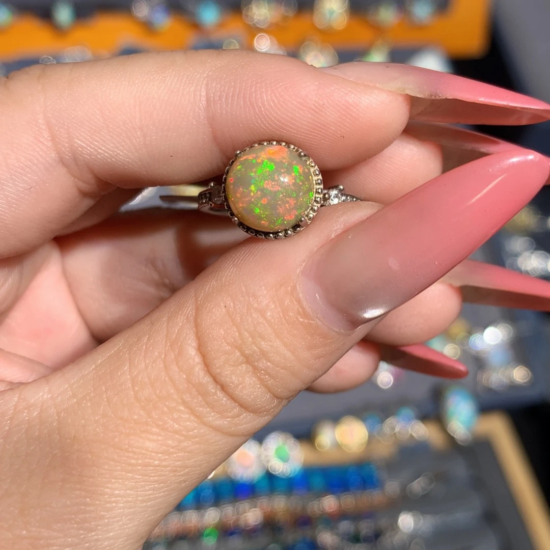 银S925镶嵌欧泊欧泊戒指l