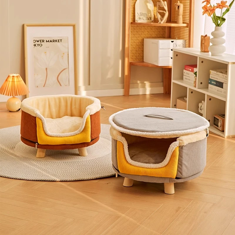 可拆洗四季通用冬季保暖半封闭式安全感新式铜锣烧猫窝猫屋猫房子