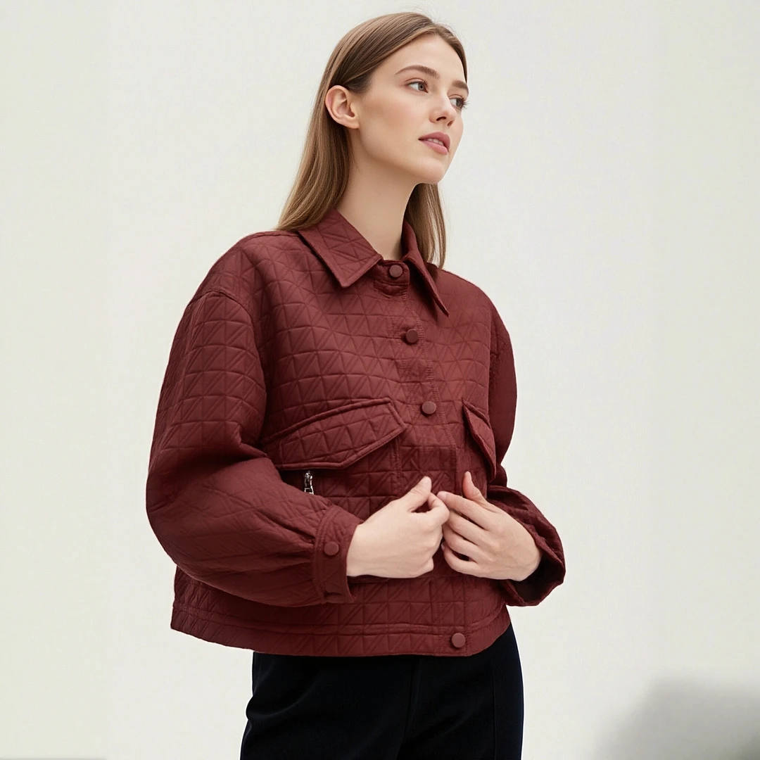 女士瑞丽风短外套02360秋款休闲外套暗扣款时尚百搭韩版