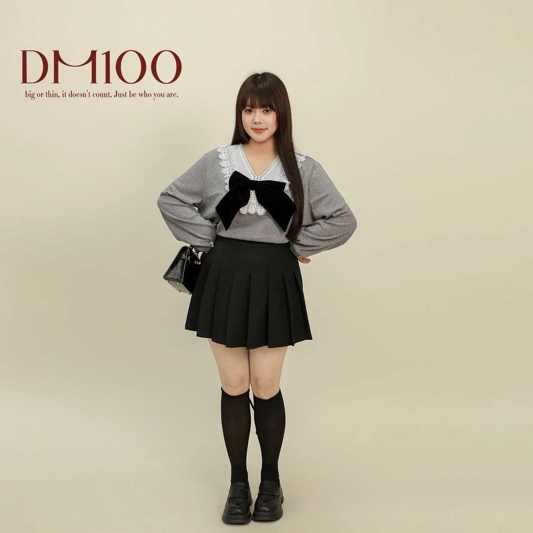 104-清大码百分百春季丝绒蝴蝶结针织衫内搭上衣0174