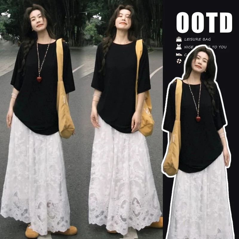 孕妇装2025夏新款时尚气质简约慵懒风上衣百搭抽绳半身裙孕妇套装