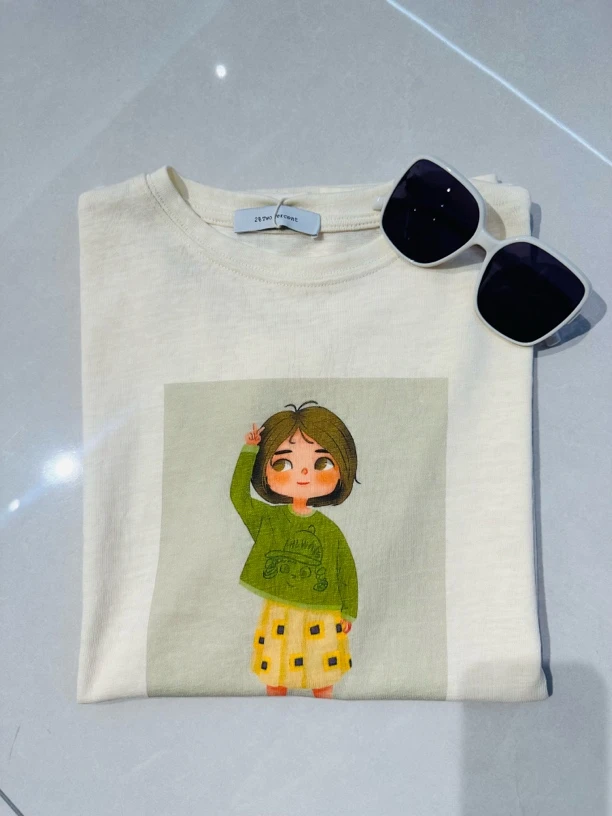 【禾壹】减龄卡通印花宽松T恤
