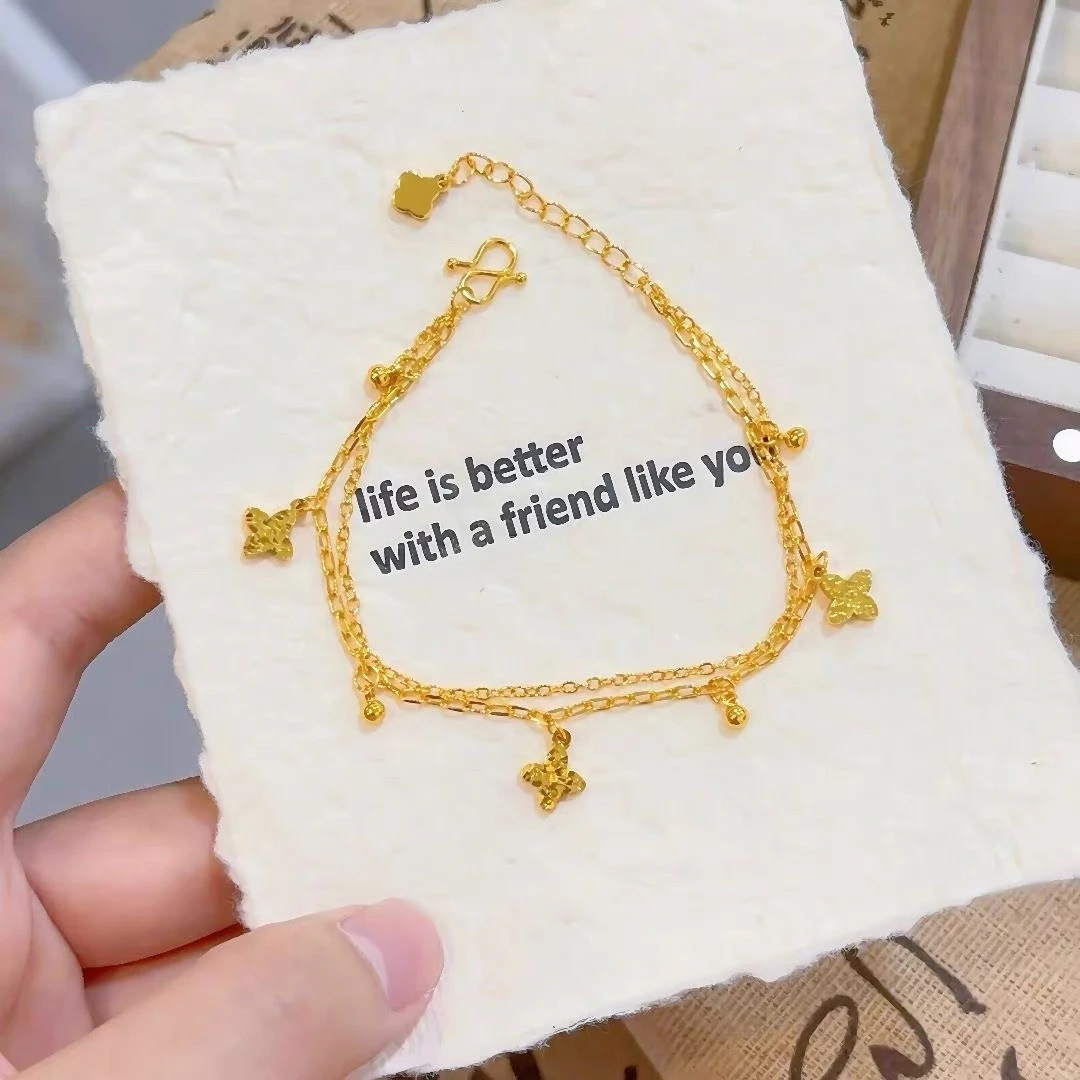 足银手链 双层四芒星手链