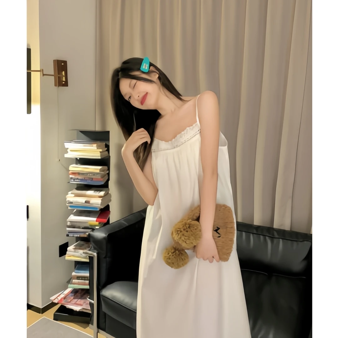 6号-睡衣女夏季捡漏云朵棉睡裙可外穿家居服睡裙