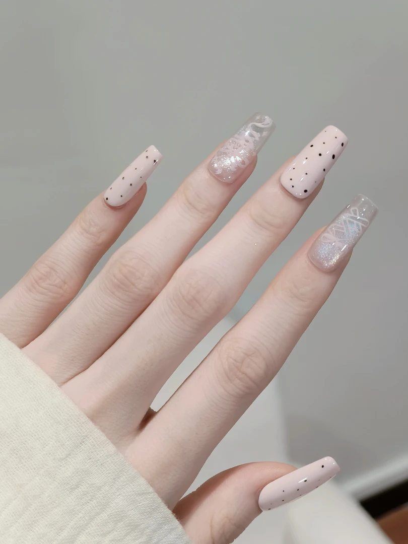 Taffy 【 B015-蝴蝶少女】纯手工长款穿戴甲清透气质显白美甲