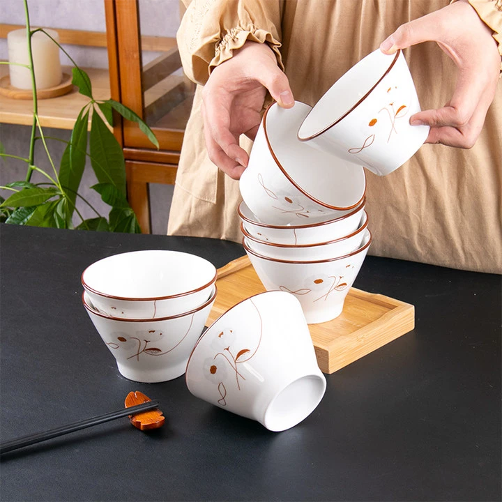 碗5英寸岁月静好6个防烫创意米饭碗瓷碗碗筷餐具大号家用大碗碗碟