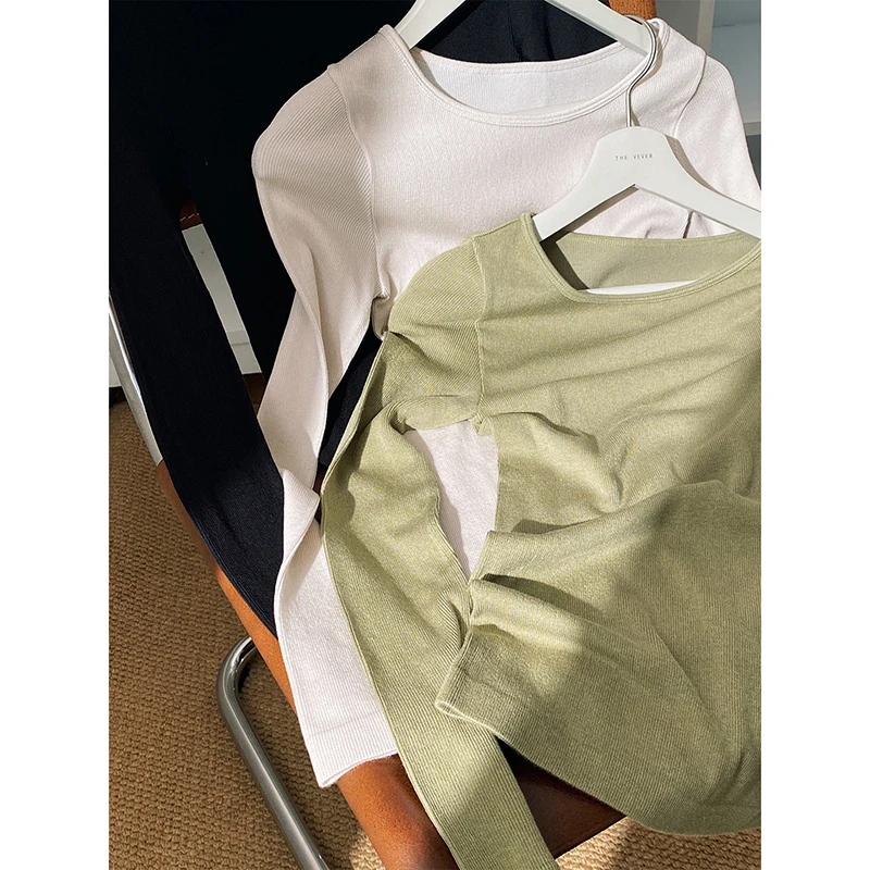 THE VEVER张大奕 美雅碧桑蚕丝软糯保暖御寒无缝长袖修身打底上衣