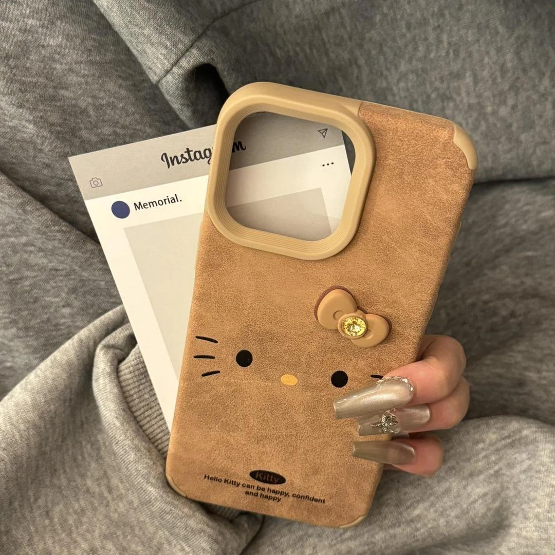 小羊皮凯蒂猫苹果17ProMax手机壳iPhone16Pro新款13女12软14套11