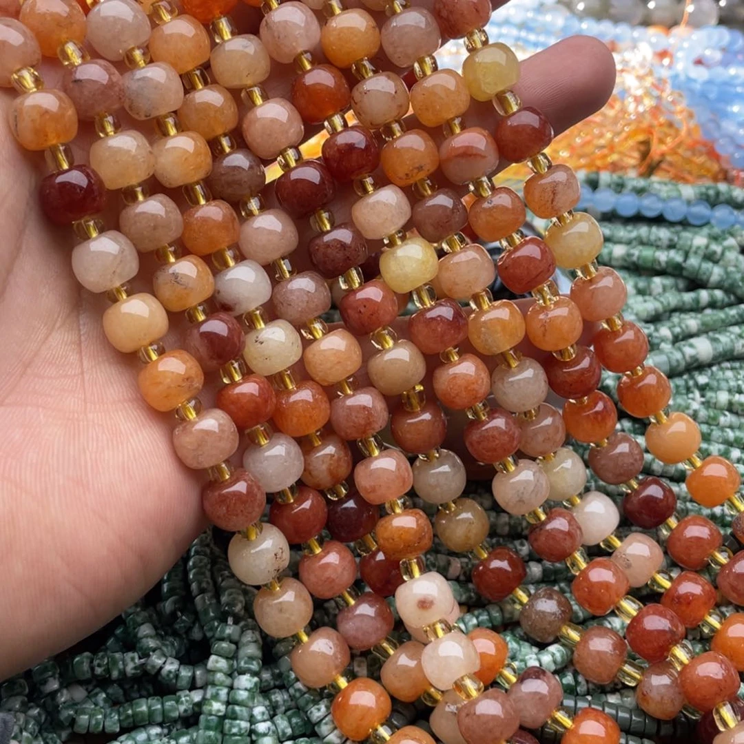 玛瑙/玉髓珠宝半成品未镶嵌一条装金丝玉老型珠卡10mm