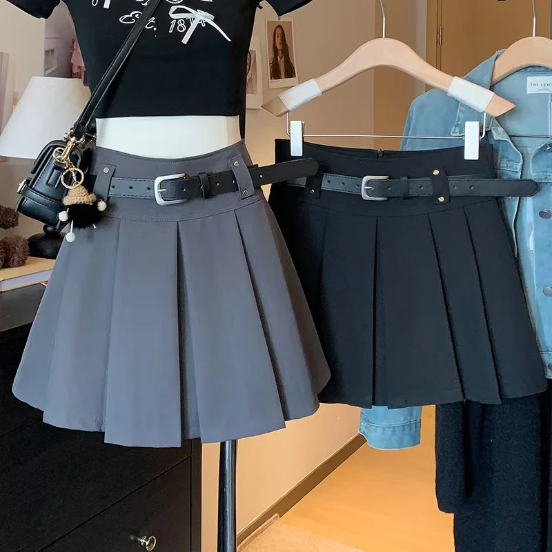 【送腰带】高腰西装百褶裙女春夏爆款时尚百搭学院风A字显瘦半身裙