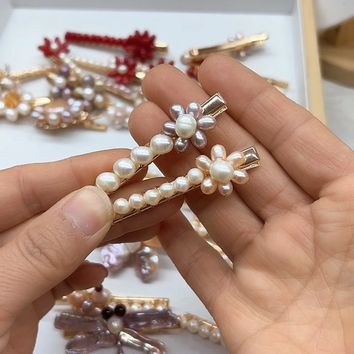 淡水珍珠发饰银S925镶嵌