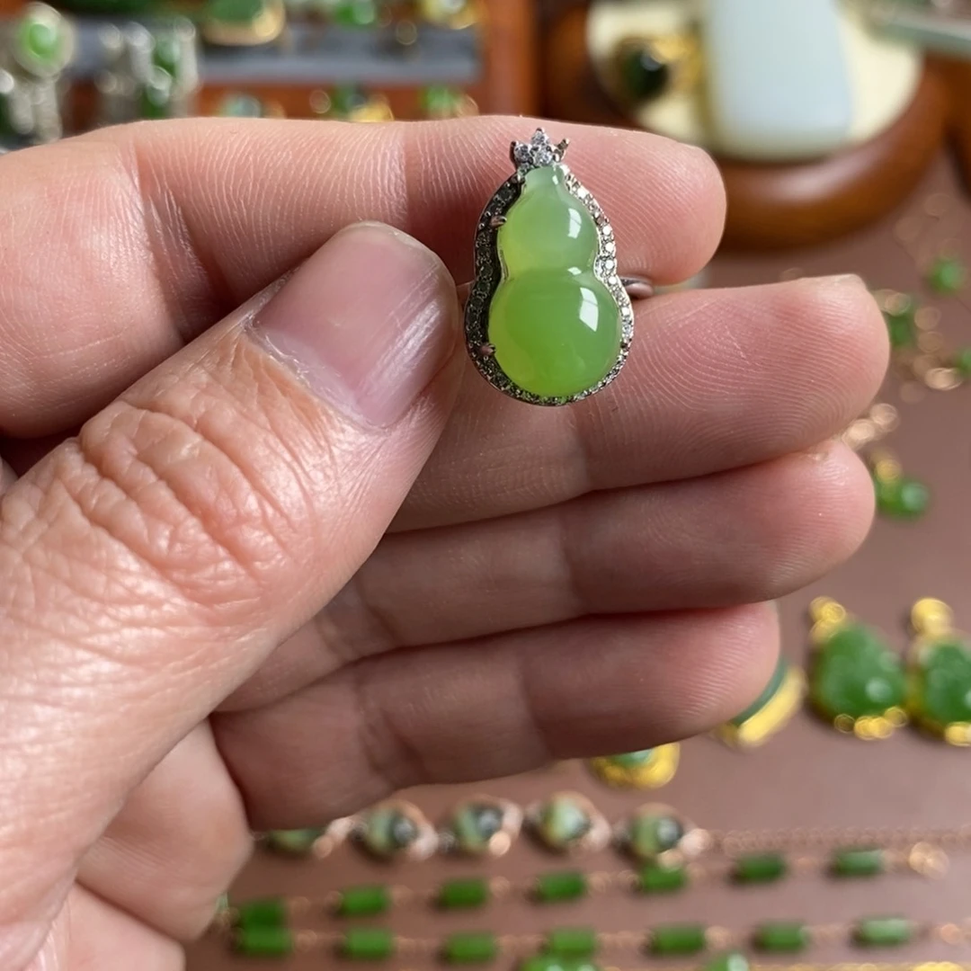 和田玉戒指银S925镶嵌远***灵