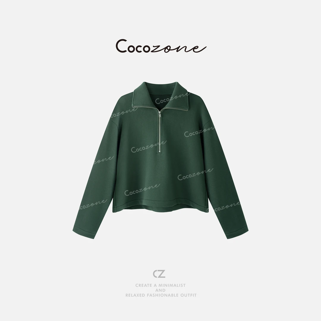 COCO ZONE刘一一【100棉】立领纯色简约半开领卫衣 CD1A1325