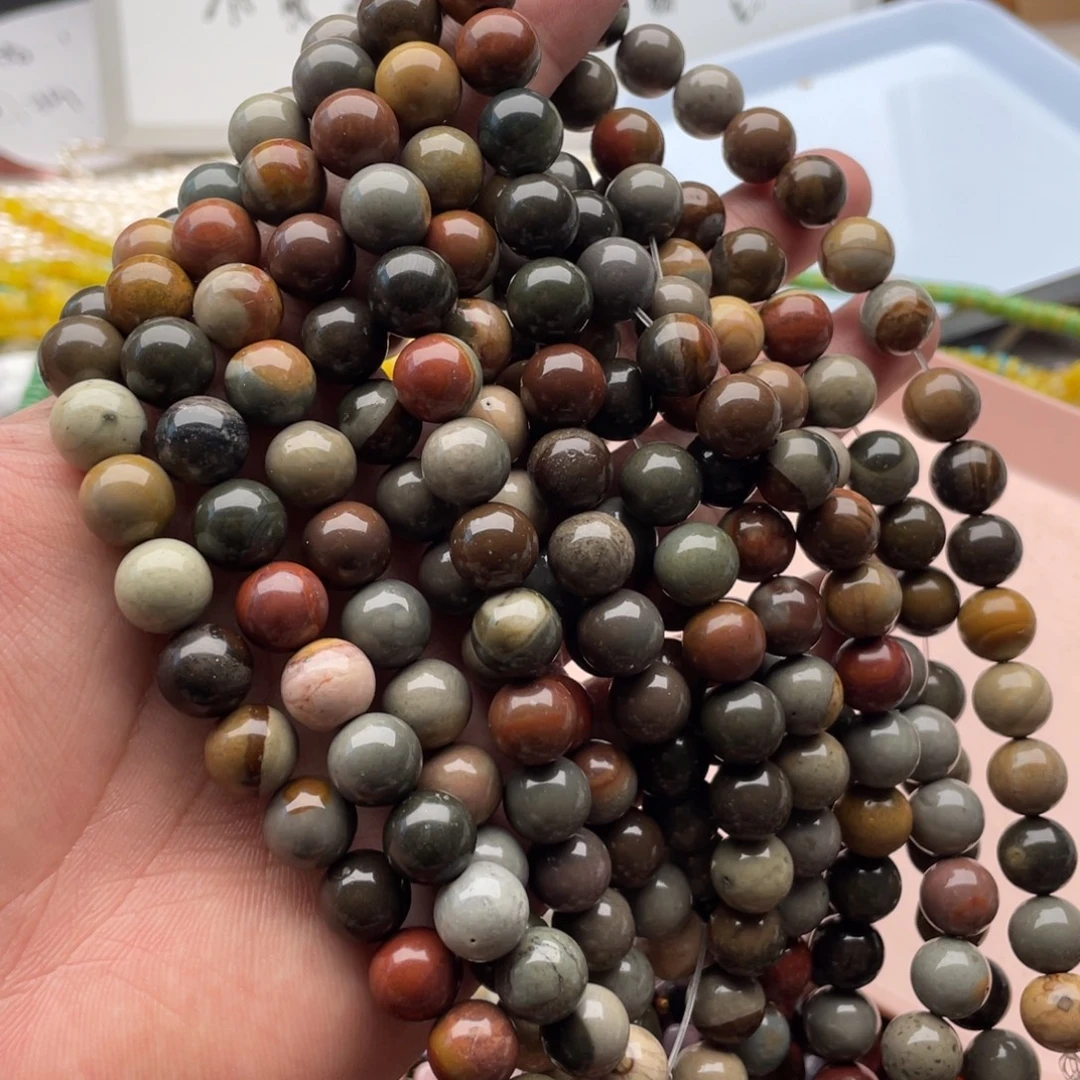 玛瑙/玉髓合金珠宝半成品一条装卡10mm阿拉善圆珠