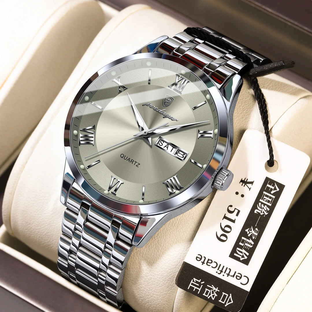 POEDAGAR/柏达茄978瑞士正品手表男士防水双日历时尚大气手表男款