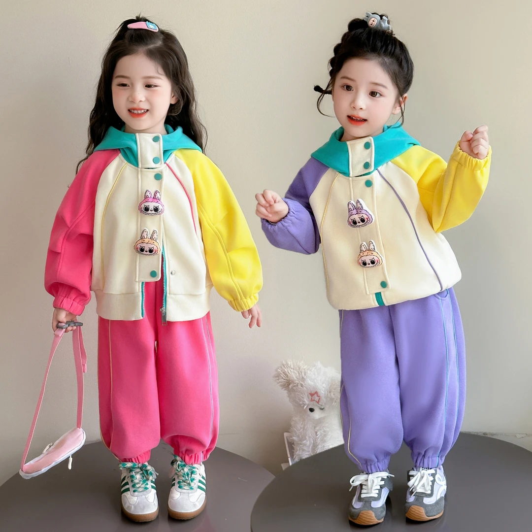 女童拉布布套装拼色儿童休闲卫衣两件套小女孩宝宝春秋学2025新款
