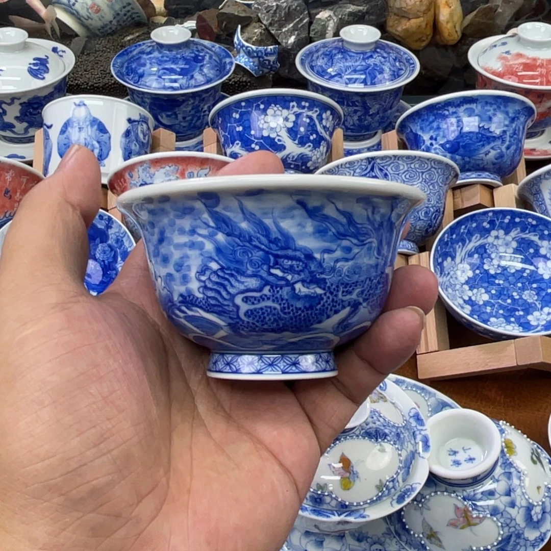 陶月楼 柴窑 麒麟踏浪 压手杯