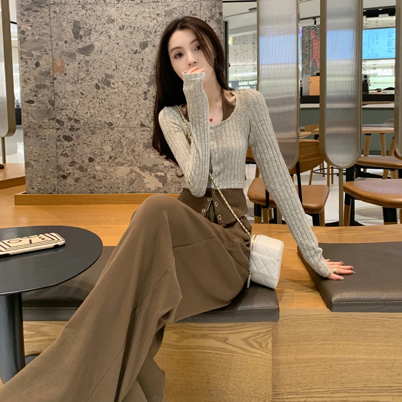 早春小众炸街高级感女装小香风时尚气质休闲阔腿裤两件套装女洋气