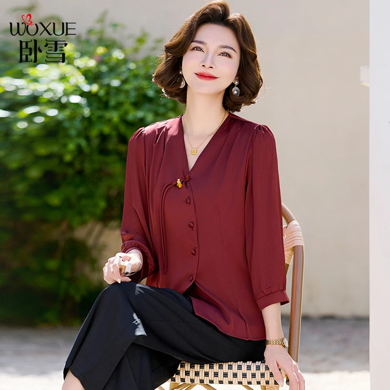 礼物妈妈夏装新中式两件套2025新款中老年女夏小衫短袖套装