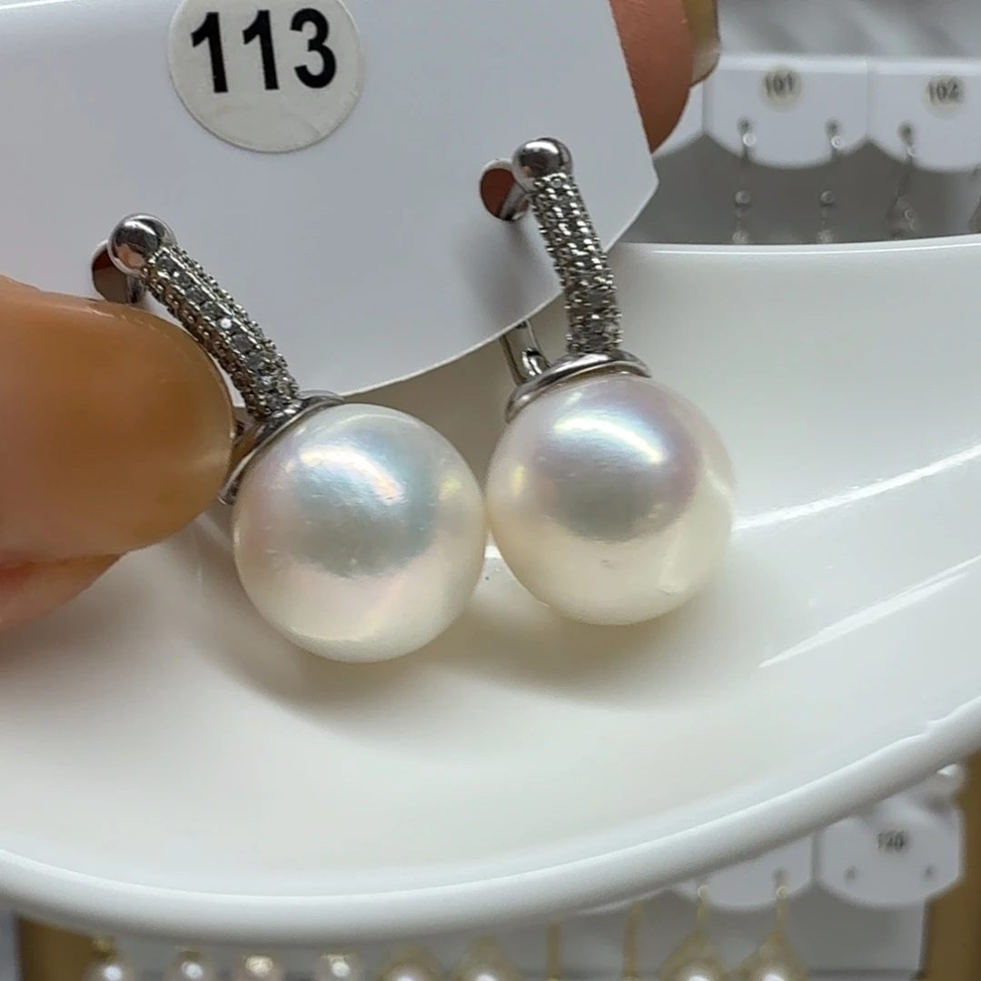 耳饰淡水珍珠银S925镶嵌珍珠