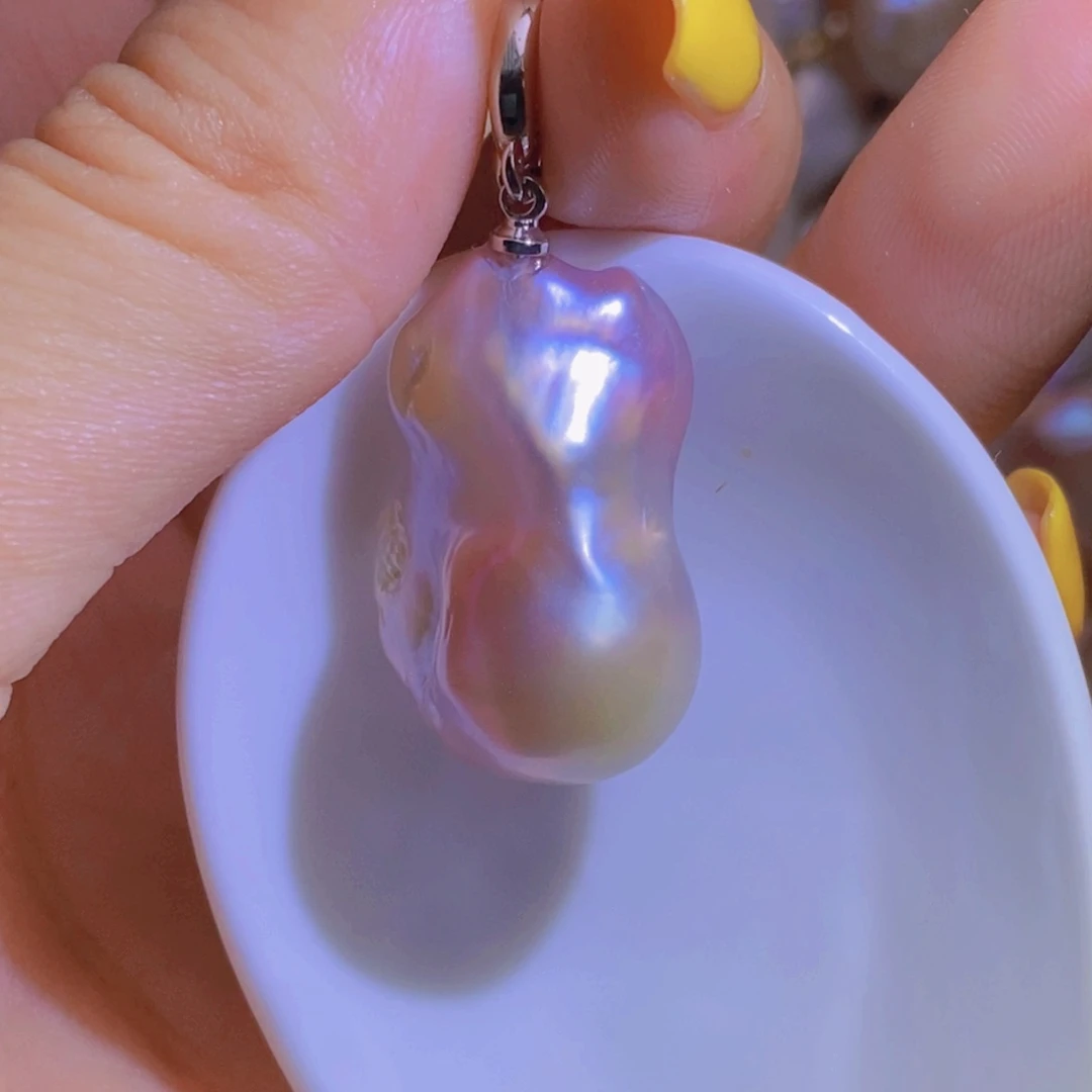 银S925镶嵌淡水珍珠天然淡水珍珠无染色无优化