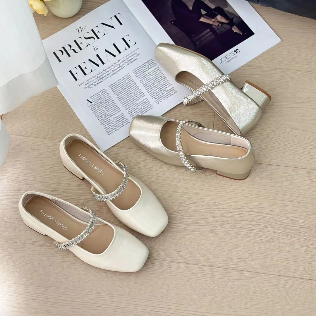 方头粗跟玛丽苏单鞋96001-53【7788桃子1】