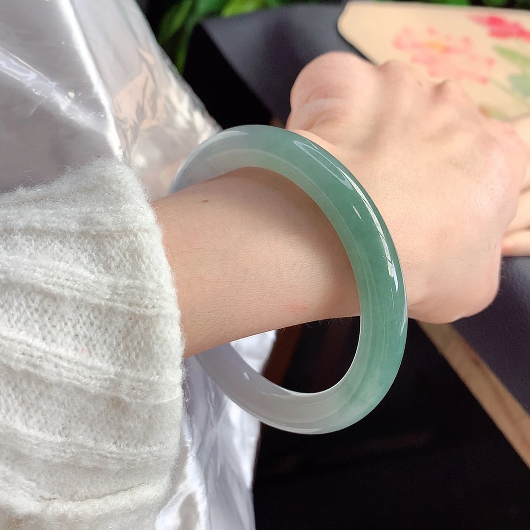 未镶嵌手镯翡翠天然A货翡翠58-59经典名镯 半山半水30号