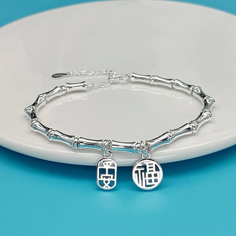 平安福竹节手链女手串轻奢小众精致饰品送女友节日礼物