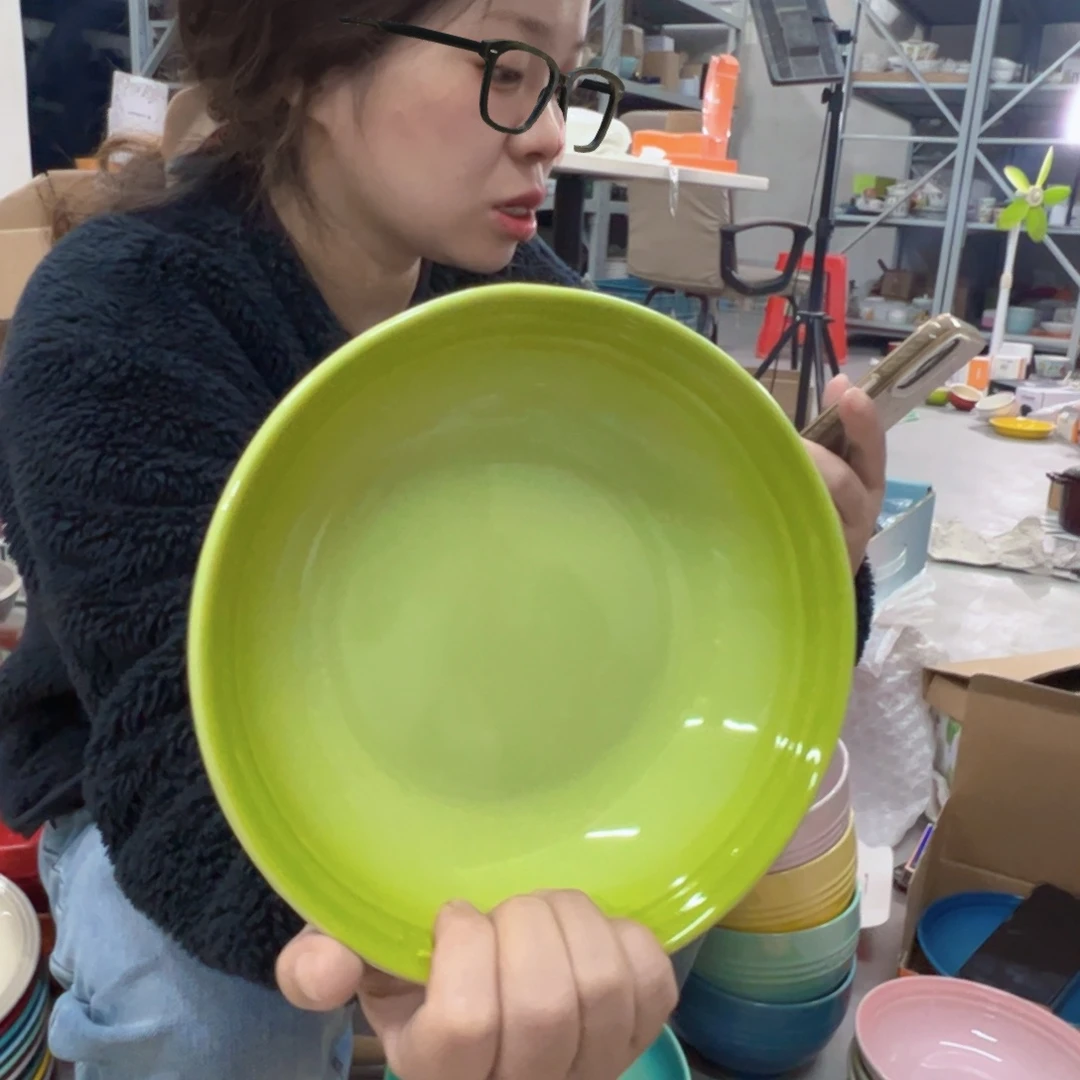 陶瓷翠竹绿燕麦碗