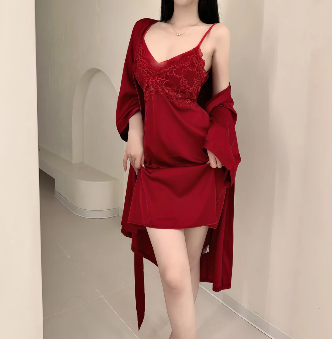 【摇曳生姿】新款网红春夏纯欲带胸垫冰丝睡衣女款爆款2025新款