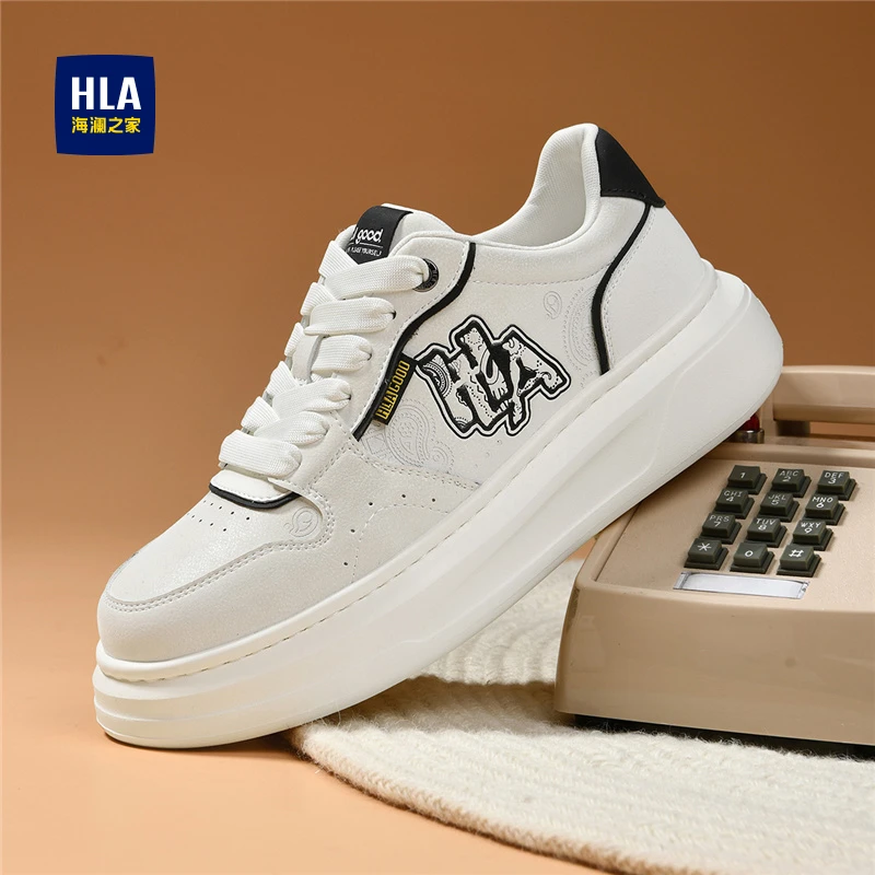 HLA/海澜之家男鞋2025新款秋冬厚底休闲小白鞋青少年百搭运动板鞋