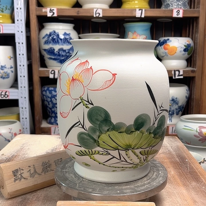 陶冬瓜高27白荷花陶瓷