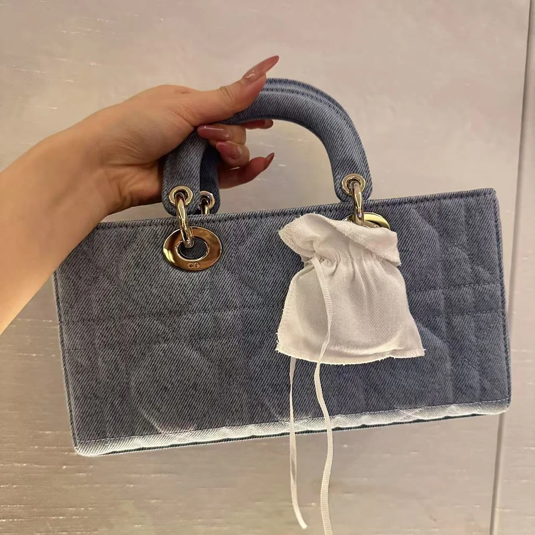 95新 DIOR/迪奥 迪奥手拎包蓝色/非真假不退补不换