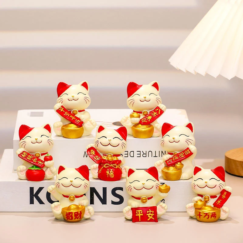 招财猫摆件办公室工位小摆件树脂公仔新款创意礼品高级感轻奢礼物