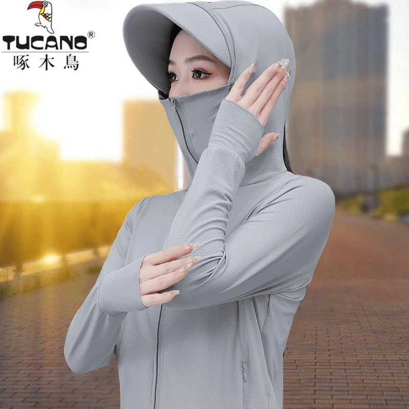 啄木鸟防晒衣女2025新款夏季防紫外线冰丝可拆帽檐防晒服薄款外套